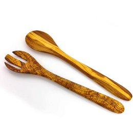 Rustic wooden salad servers