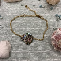 Bracciale conchiglia | paua/abalone oceano fatto a mano in acciaio inossidabile dorato