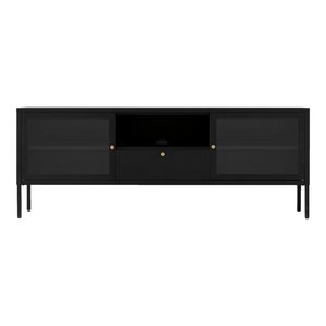 Dalby TV-Bench - Black, Steel, Glass, 150x35x60cm