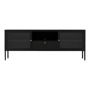 Dalby TV-Bench - Black, Steel, Glass, 150x35x60cm