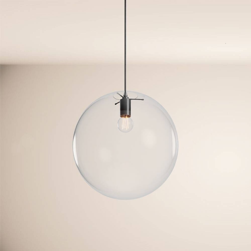 s.luce Orb glass ball hanging lamp 150cm suspension black