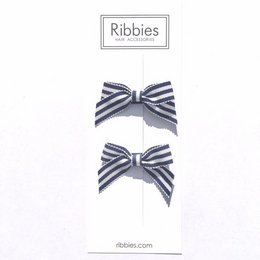Lauren Bow Pair - Navy & White Stripes - A