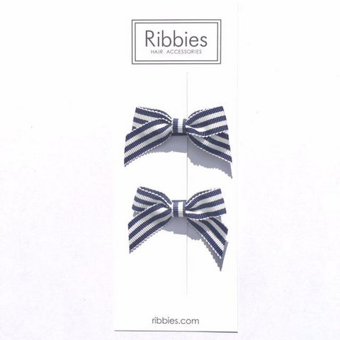Lauren Bow Pair - Marine & Weiße Streifen - A.