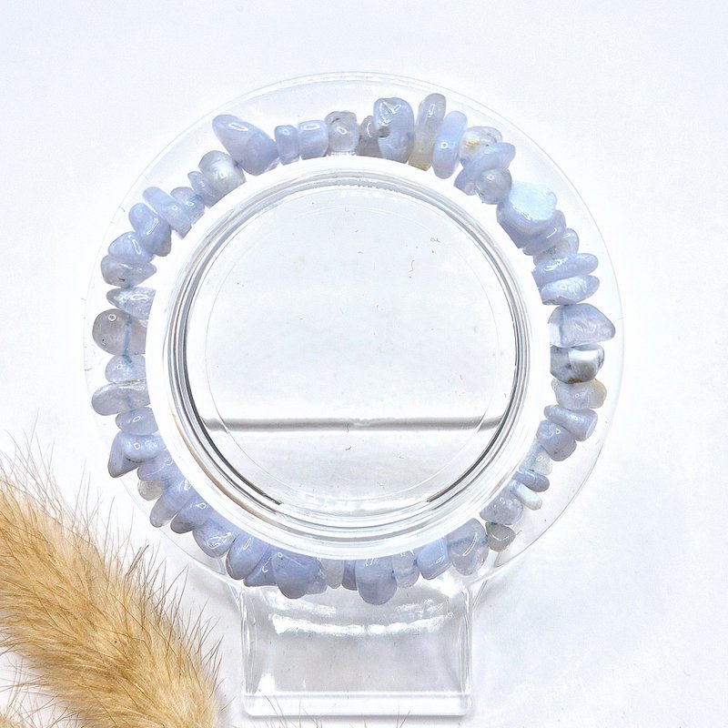 Crystal Gemstone Blue Lace Agate / Blue Lace Agate Chips Armbånd - 19 cm (Blå Kalcedon)