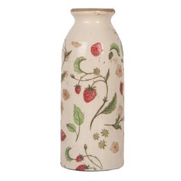 Vase Ø 8x20 cm beige Keramik -Erdbeeren