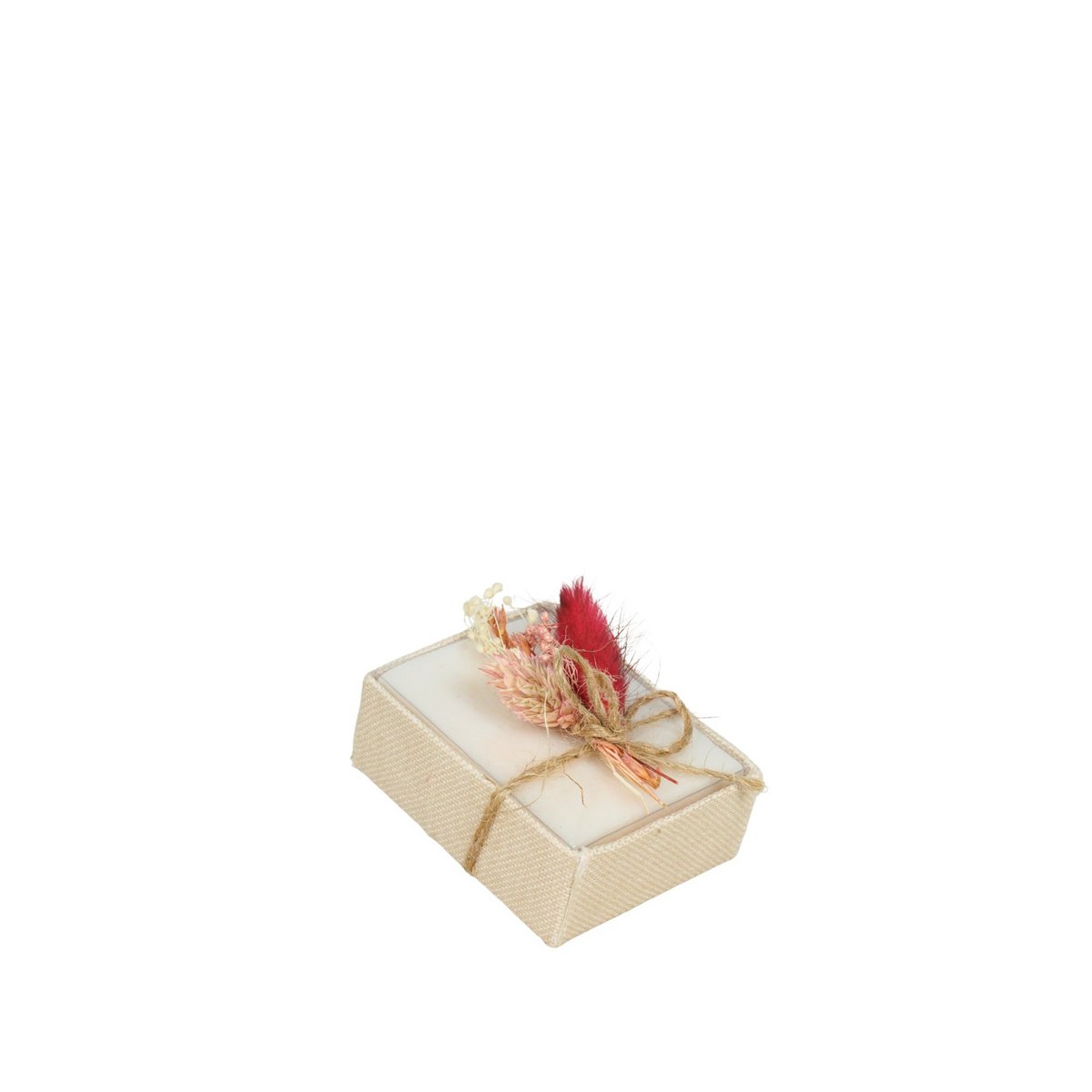 Mini Linnen Geschenkdoos – Zeep & Gedroogde Bloemen – Rozenhout