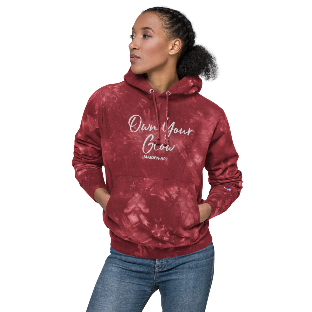 Own Your Glow Unisex Champion Batik-Hoodie mit Stickerei | Champion-Hoodie
