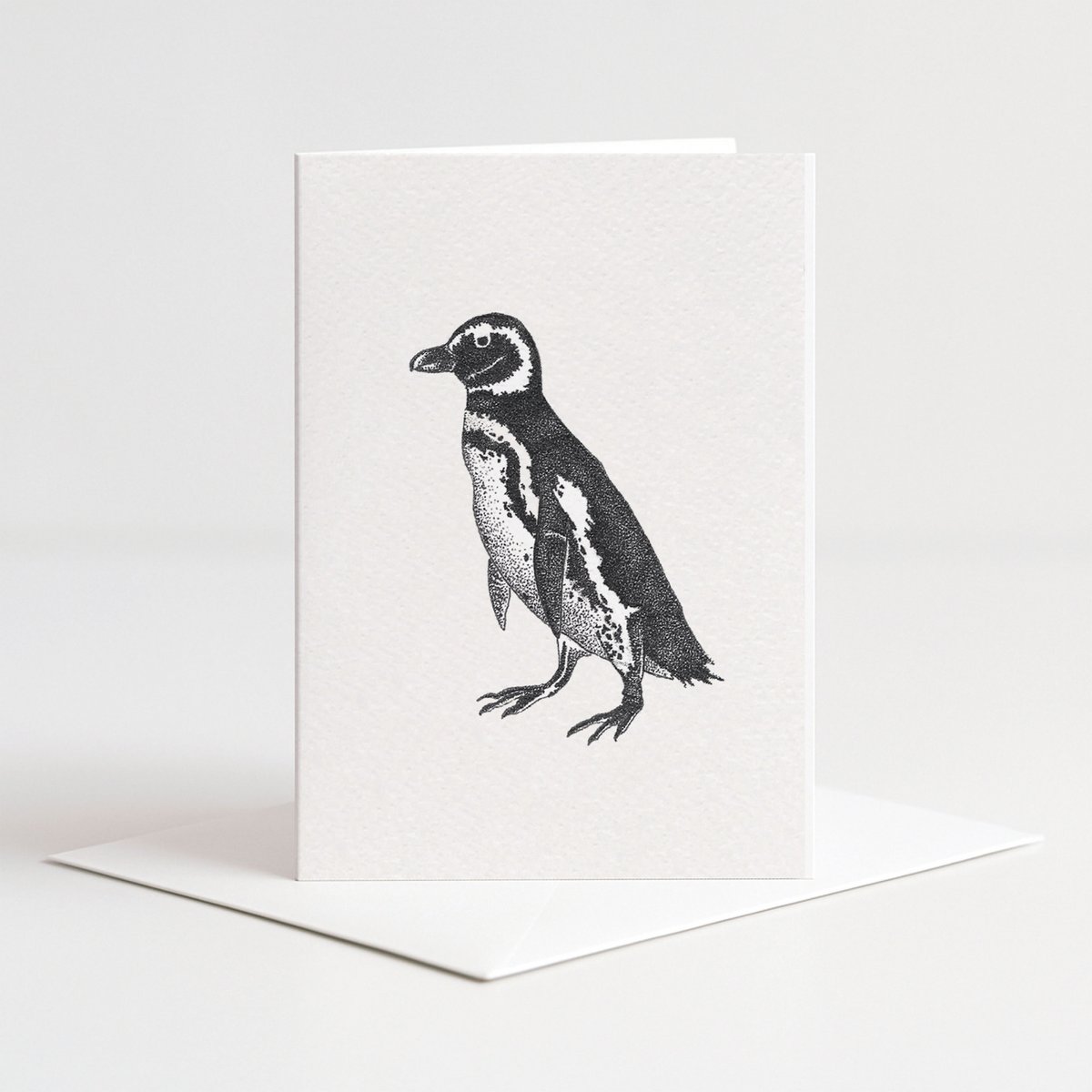 Karte Pinguin schwarz-weiß mit Umschlag