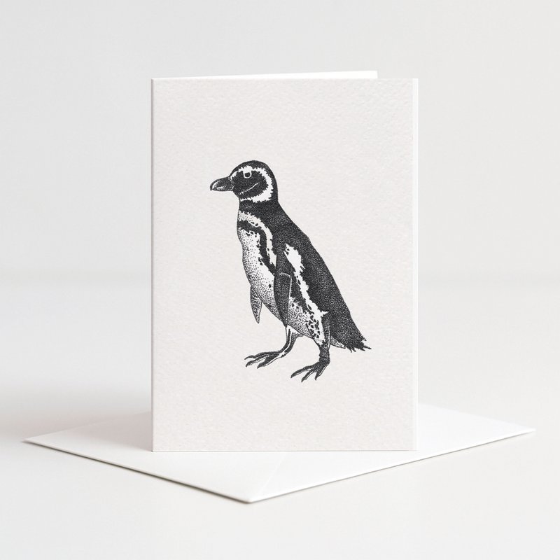 Karte Pinguin schwarz-weiß mit Umschlag