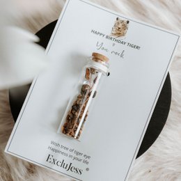 Wish bottle happy birthday card tiger eye tree