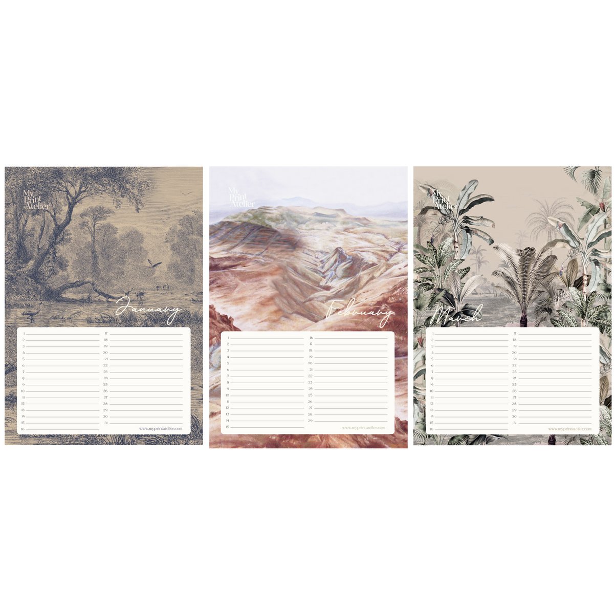Birthday Calendar Signature Landscapes - Annet Weelink Design Landscapes - A4 - Perpetual Calendar - Premium Paper