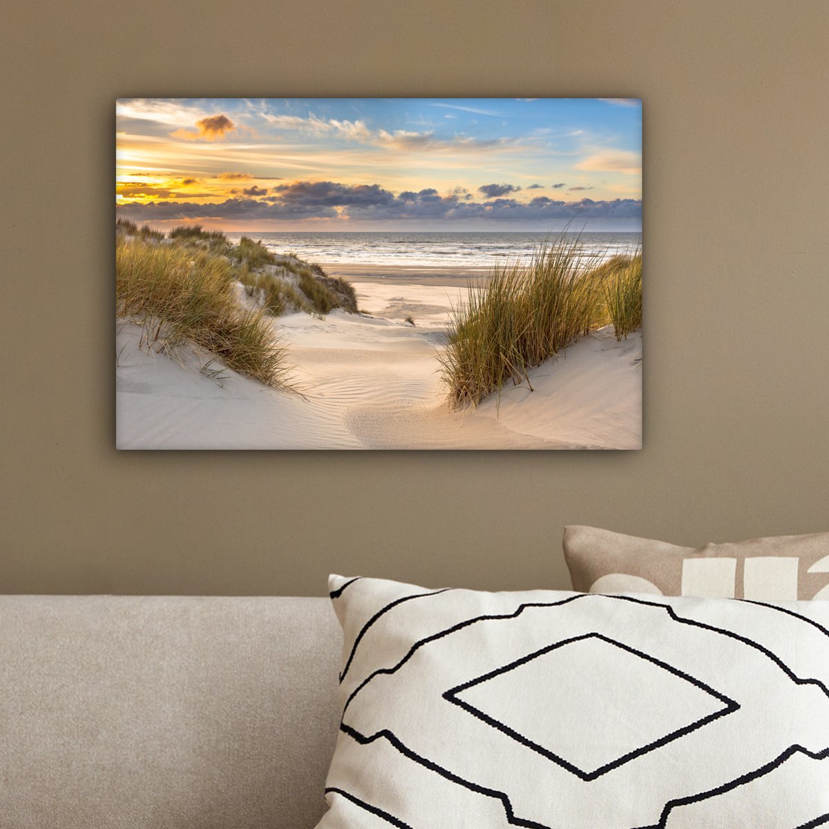 Pintura de lona - Decoración de la pared Beach - Dune - Grass - Sunset - Sala de decoración de la pared - Decoración del dormitorio - Accesorios de habitaciones - Pinturas sobre lienzo