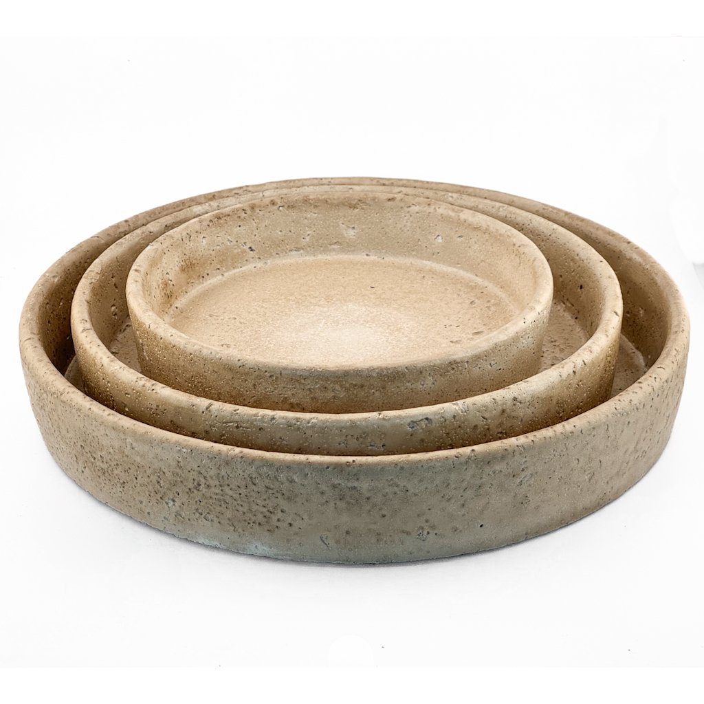 Earthenware tray round beige