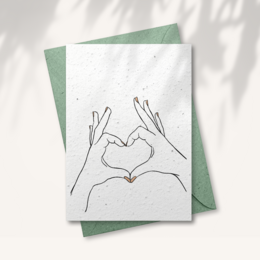 Tarjeta de felicitación de papel con semillas - Gesto de corazón
