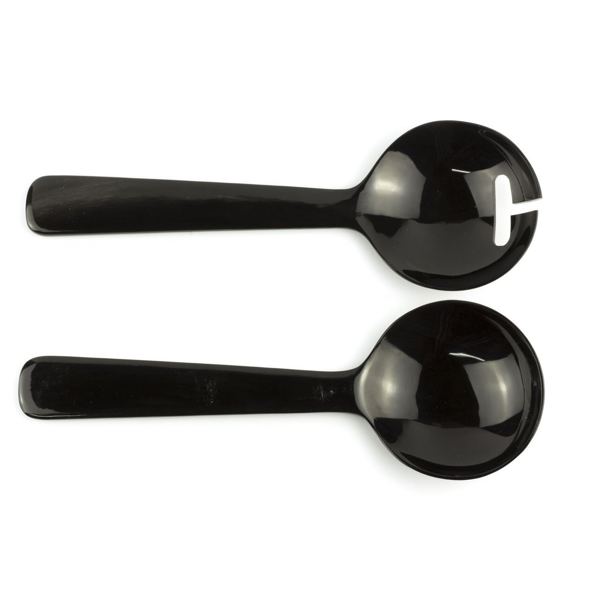 Couverts ronds en corne noire unie