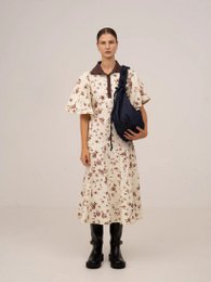 Abito longuette con stampa floreale marrone fiorisce