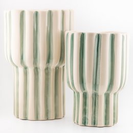 Vaso in ceramica rigato verde
