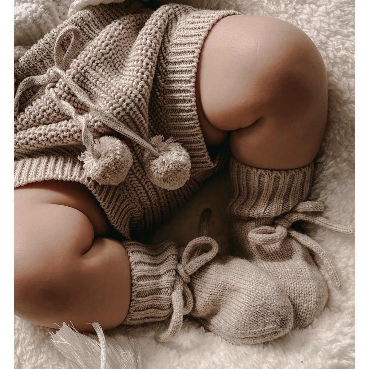 Merino wol bootie slofjes sand