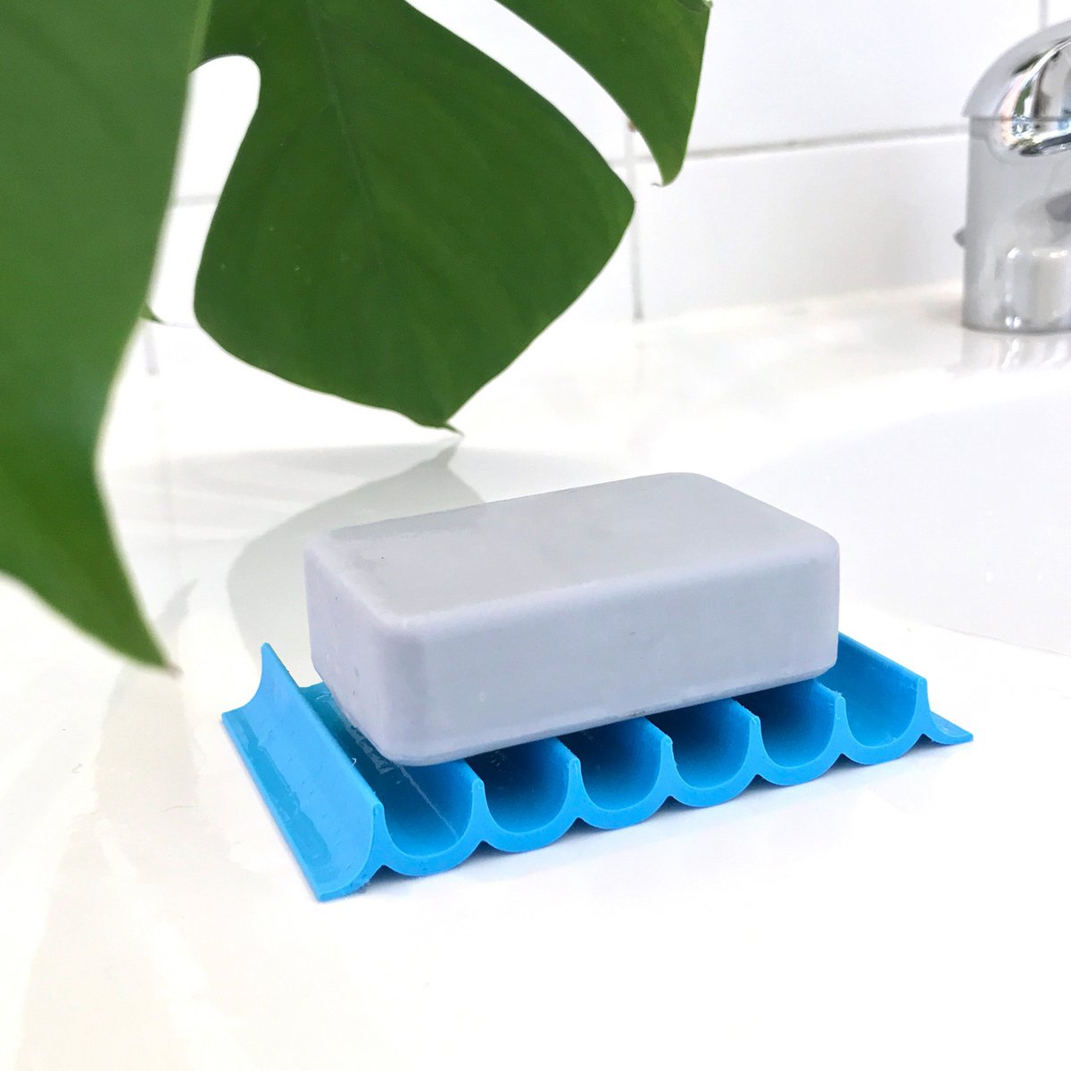 Soap dish made from recycled PET ocean blue wave