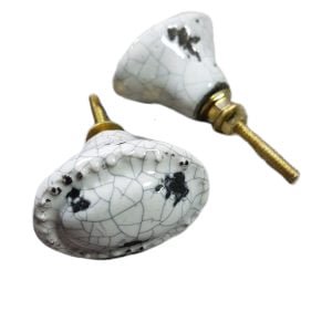 porcelain knob SHABBY CHIC crackle-white