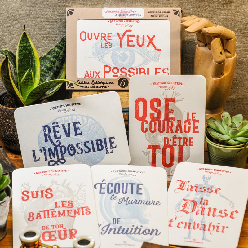 Box of 6 Subjective Anatomy Letterpress Cards (with envelopes)