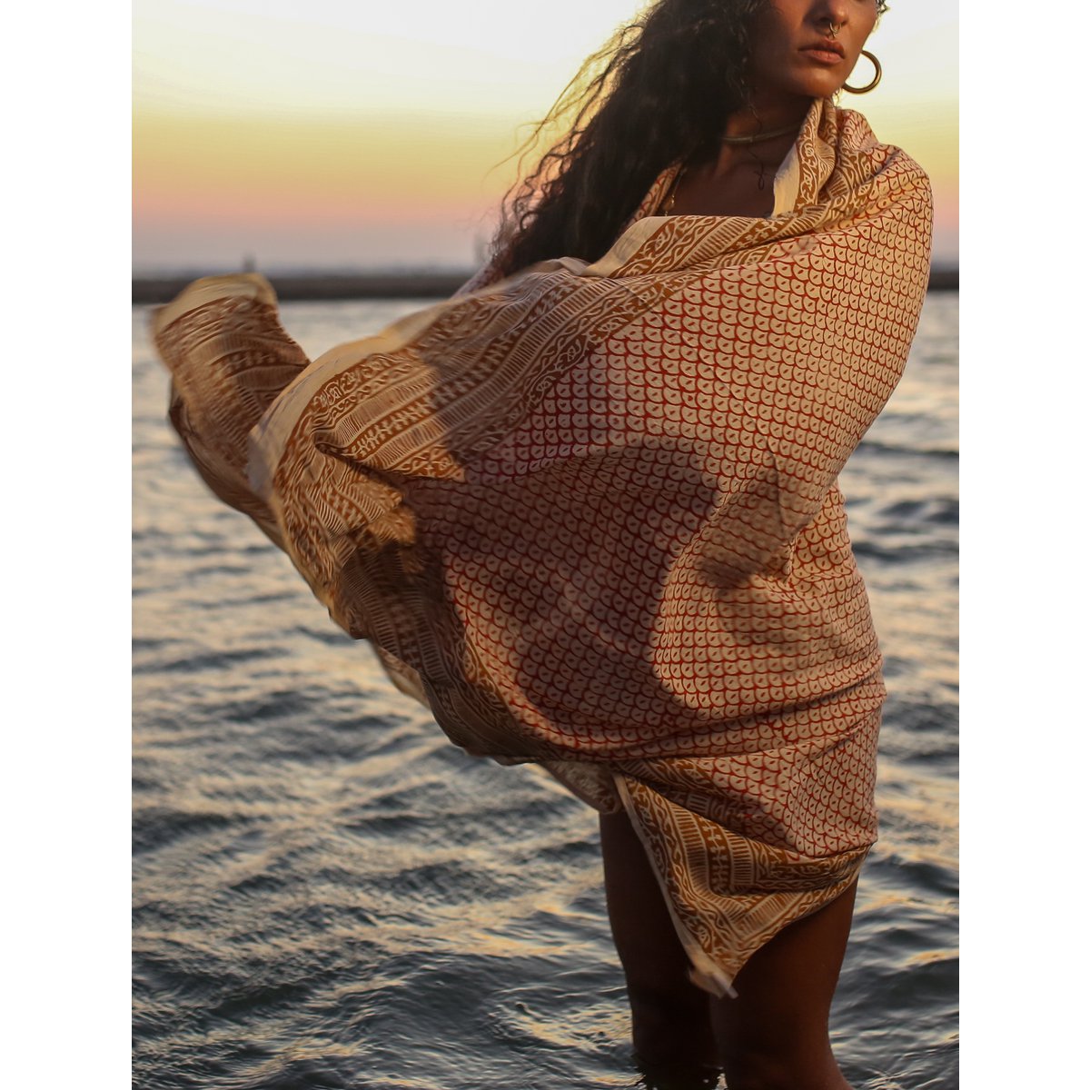 Yellow Pareo, Sarong, scarf, beach towel, summer scarf, shoulder cloth, wrap dress, made of 100% cotton, printed with natural colors, handmade