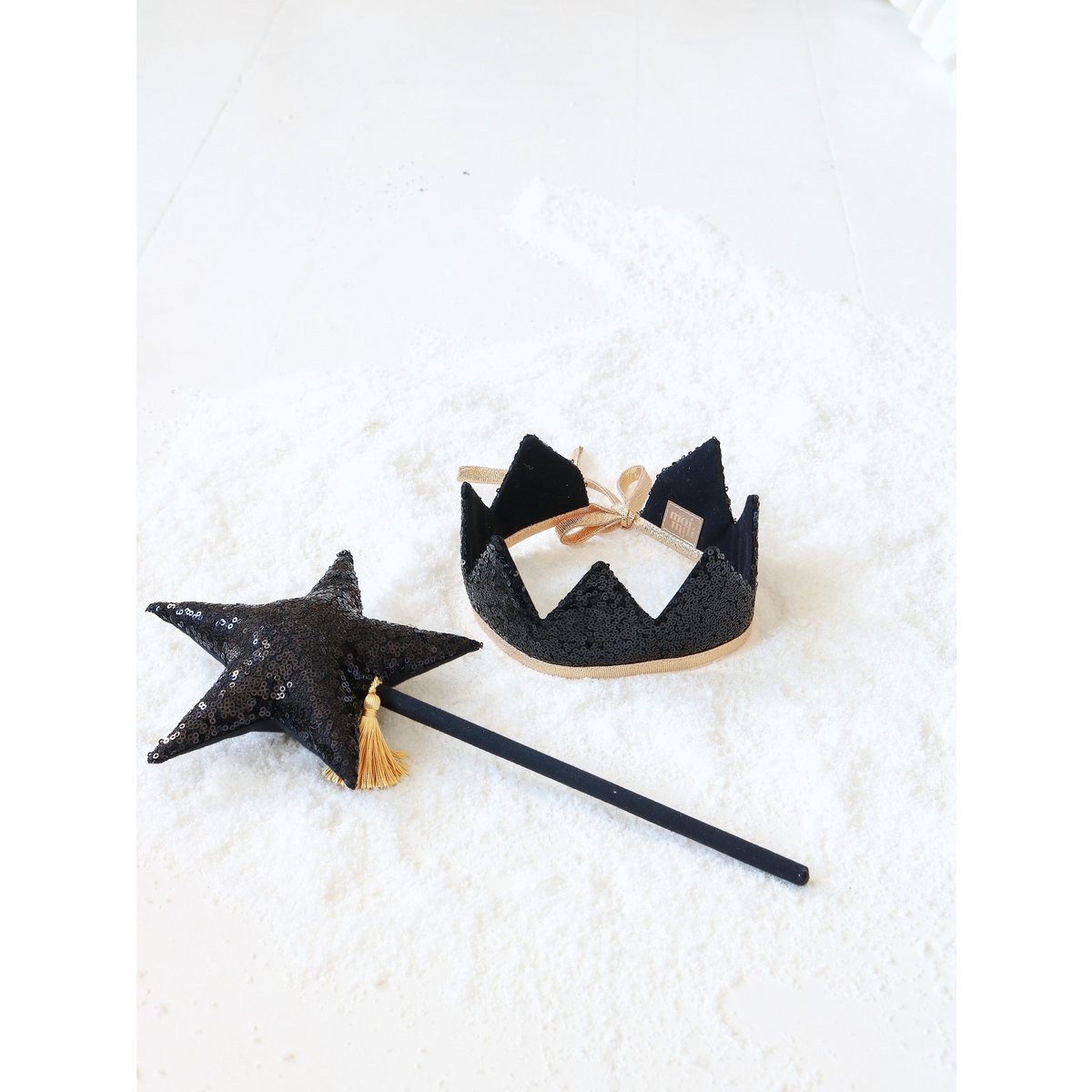 “Black Sequins” Fairy-tale Crown and Wand Magic Set