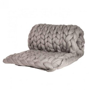 Wool blanket Cosima Chunky Knit, light gray