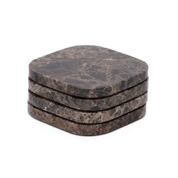 Coaster marmor - økologisk - brun sæt med 4 stk - 10x10x1cm