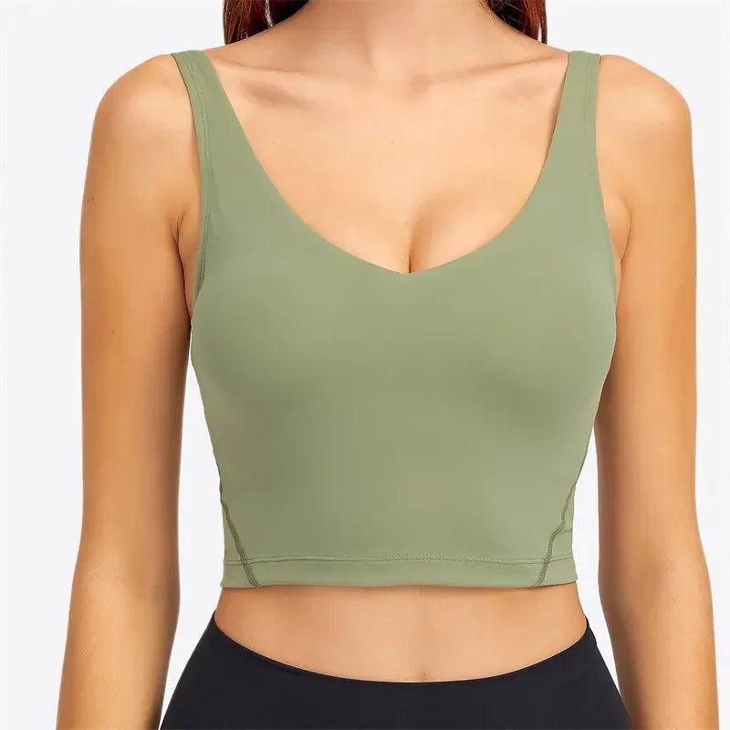 Camiseta sin mangas Nepoagym PASSION con estante, sujetador integrado, Top corto con acolchado extraíble, sujetador deportivo palangre para Yoga y gimnasio
