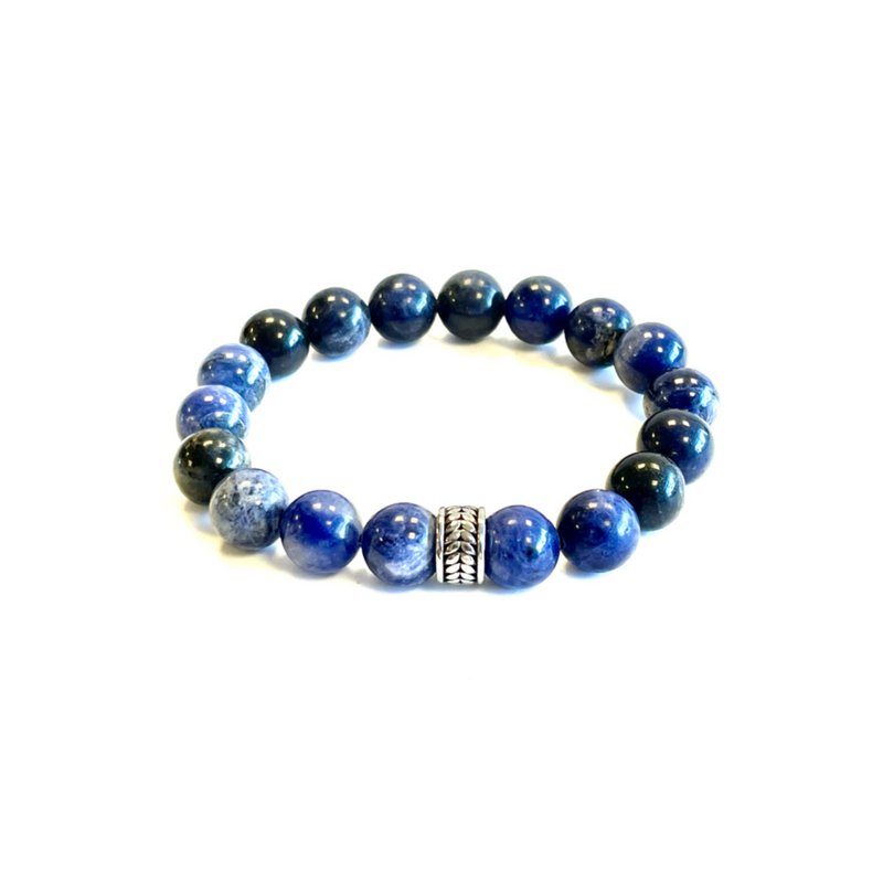 Men's bracelet sodalite / stainless steel bead