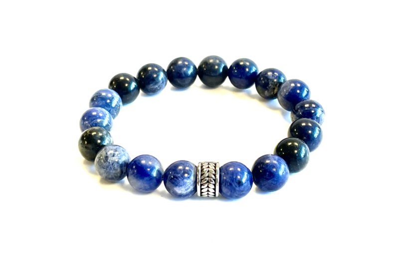 Men's bracelet sodalite / stainless steel bead
