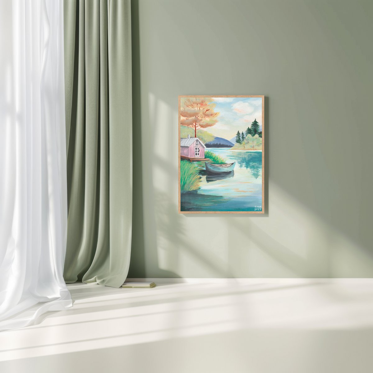 Boathouse – A4 art print of original acrylic painting