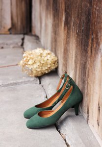 Handmade Suede heels (6 cm) - Elena - Green Vintage Shoes 35-42