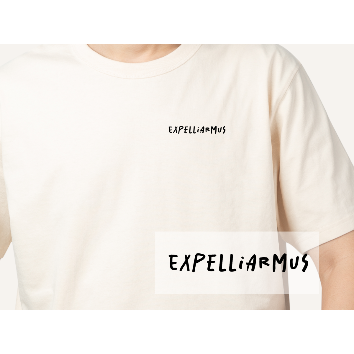 Opstrijktransfer “Expelliarmus” – DTF-transfer, zwart/wit