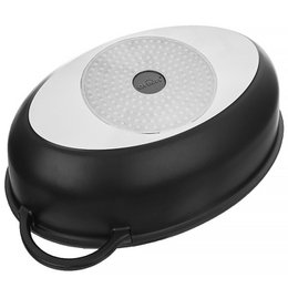 Roosterend tin graniet met deksel ovale grande 8 l, 45x27,5 cm