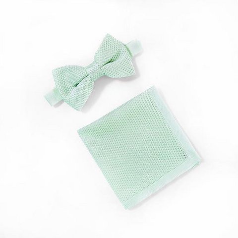 Pfefferminz-Strickfliege und Einstecktuch-Set