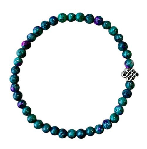 Women's bracelet Ruby in Zoisite 5 mm with infinity lucky knot