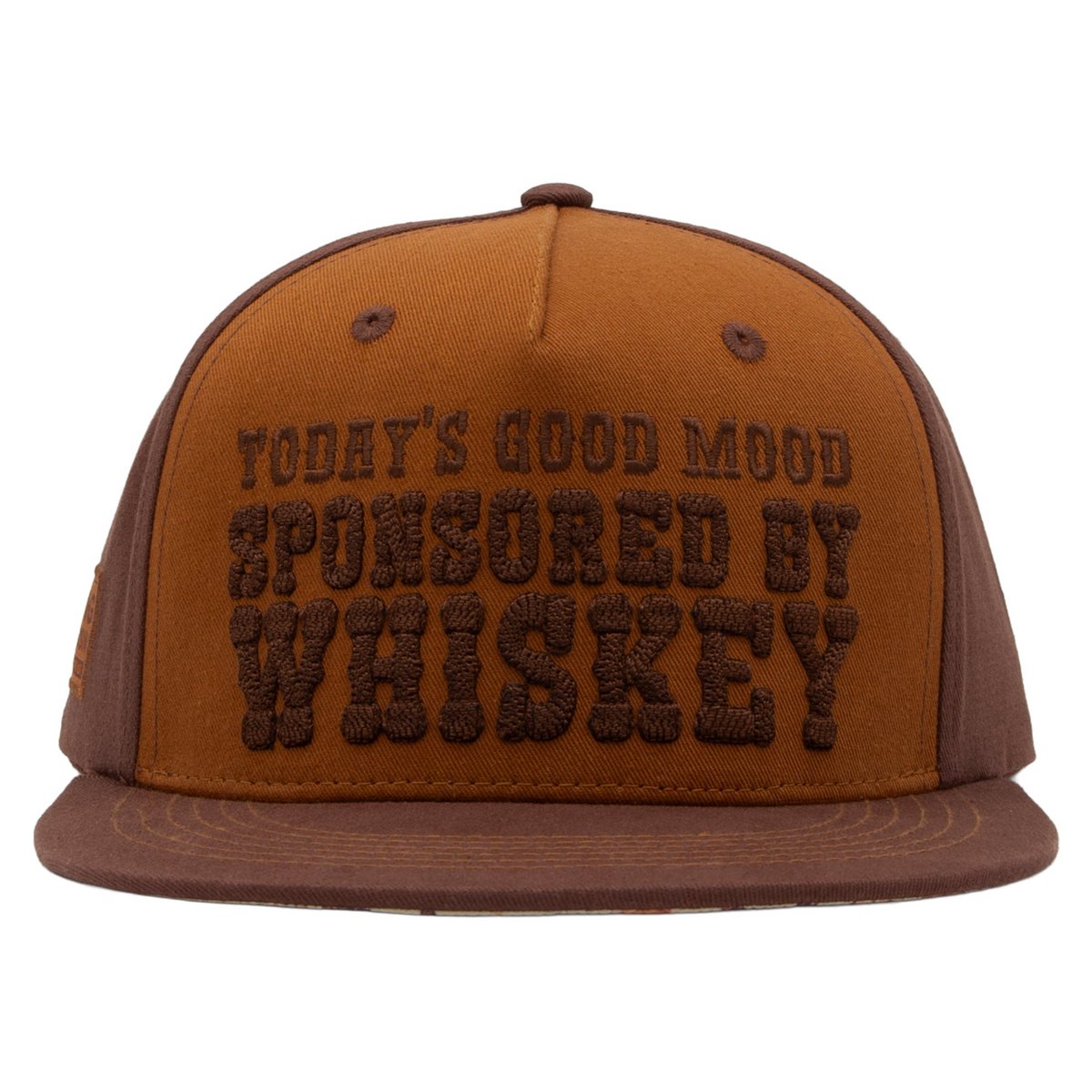 Flat Brim Cap 'Sponsored by Whiskey' in Braun