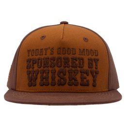 Flat Brim Cap 'Sponsored by Whiskey' in Braun