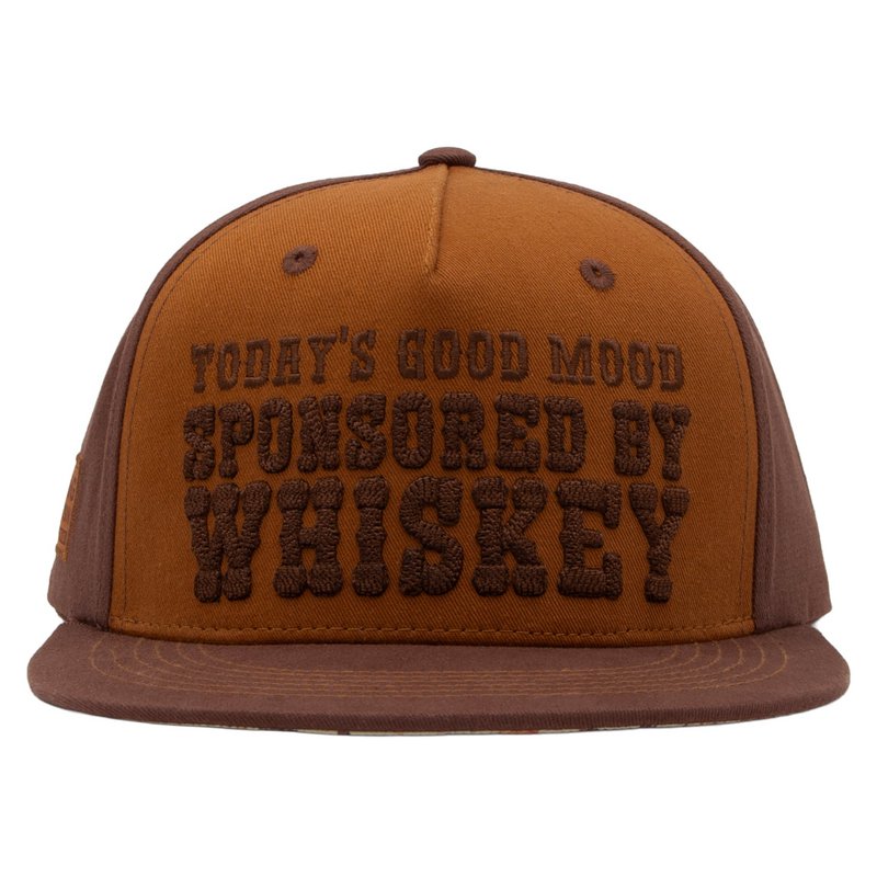 Flat Brim Cap 'Sponsored by Whiskey' in Braun