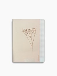Beige bullet journal notebook with floral design on cover, 14x19 inches in size, suitable for note-taking, journaling, and planning.
