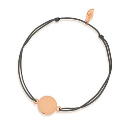 Lucky ribbon bracelet in 14K rose gold and anthracite. Available in multiple color variants including anthracite, beige, claret, grey, green, coral, navy, red, and black.