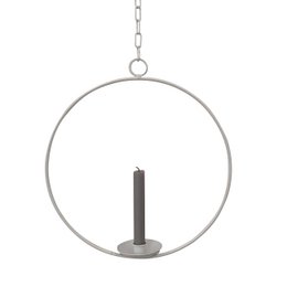 Round white hanging candle holder ring, minimalist circular design, modern vase holder, pendant candelabra