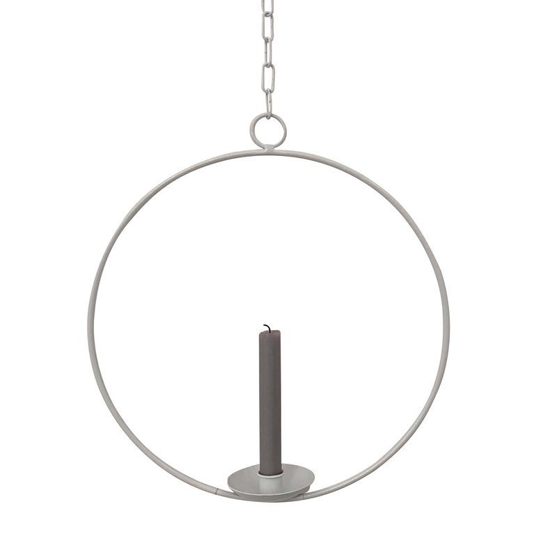 Dekorativ ring med vase/lysholder Ijus rund, hvid