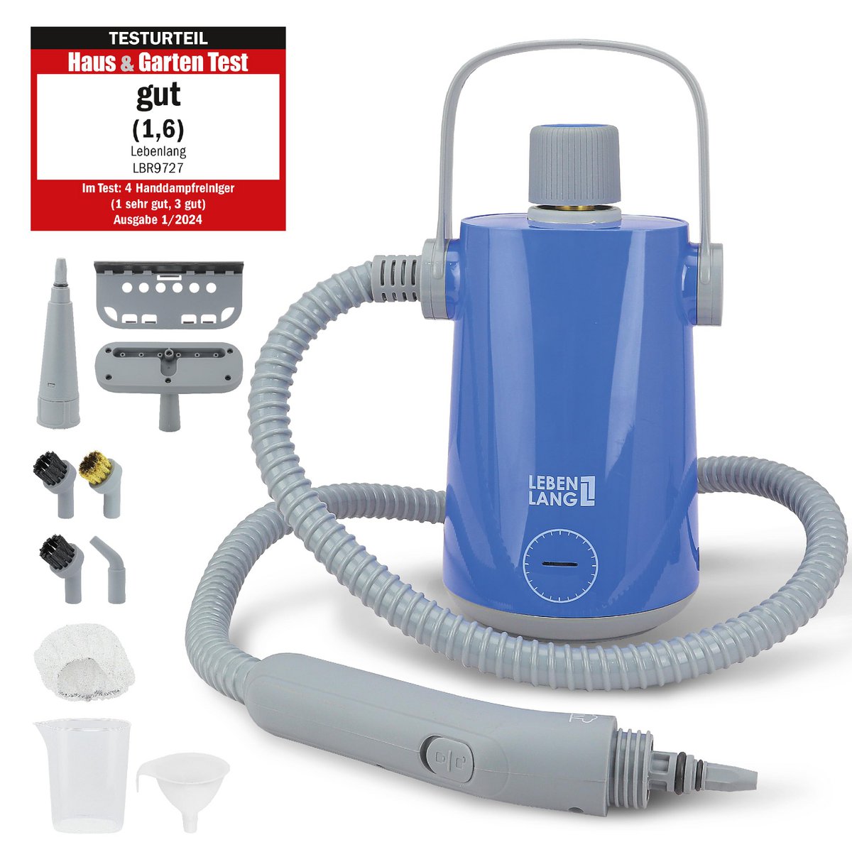 LIFETIME Elektrische Stoomreiniger Handstoomreiniger - 1000W & 300ml + 10x Accessoires | Handstoomreiniger stoomreiniger auto hetelucht voegenreiniger voor badkamertegels en voegen apparaat gestoffeerde meubels