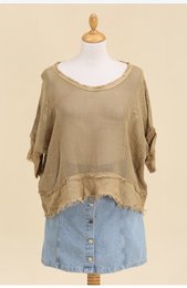 Gennembrudt bomuldsbluse og hørbund REF. 11932