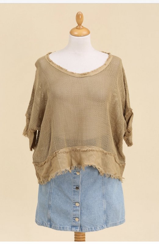 Gennembrudt bomuldsbluse og hørbund REF. 11932