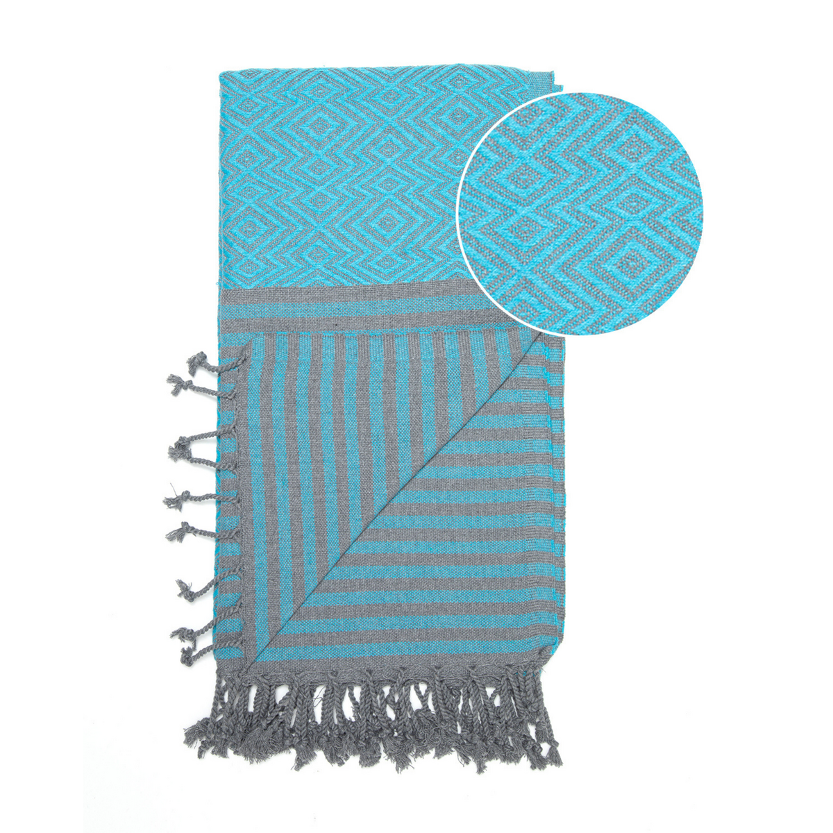 Toalla de piscina SAHARA Hammam de algodón – Sin arena y compacta – Turquesa - 180x100 cm