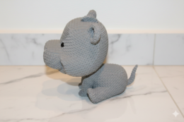 Eterna Wonder — Flodhestefigur i strikket stil — Dekorativ miniskulptur — Lyseblå — 15 cm